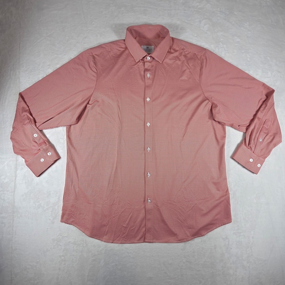 Mizzen Main‎ Shirt Mens 2XL Red Gingham Standard Long Sleeve Performance Stretch - Picture 2 of 9
